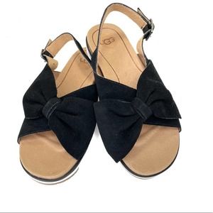 UGG Joanie Suede Bow Black Sandals Slingback Slippers Size 6